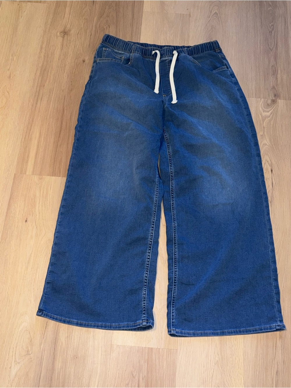 GAP Women's Dark Blue Wide-Leg Drawstring Jeans